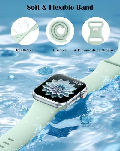 TreasureMax Sport Band Compatible with Apple Watch Bands 38mm 40mm 41mm 42/44mm 45mm 46mm 49mm, Soft Silicone Strap Compatible for Apple Watch Series 10 9 Ultra SE/SE2 8 7 6 5 4 3 Men Women Hot Pink