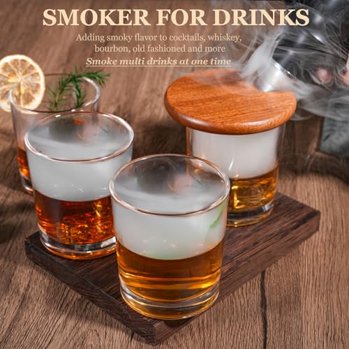 Electric Cocktail Smoker Kit - Rechargeable Whiskey Smoker Kit with Smoking Gun, Old-Fashioned Bourbon Smoker, Cold Smoker, Food Smoke Gun, Smoked Drink infuser, 8 Wood Chips,Butane Not required,Black