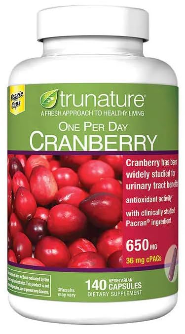 FrenchGlory Tru Nature Cranberry 650 mg Per Serving, 1-Pack of 140 Vegetarian Capsules