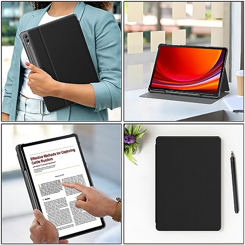 Soke Galaxy Tab S9 Plus/S8+/S7 FE/S7+ Case with S Pen Holder [SM-X810/X816B/X818U/X800/X806/T730/T736B/T970/T975] - Shockproof Stand Folio Case for Samsung Tablet S9+ 2023 12.4",Black