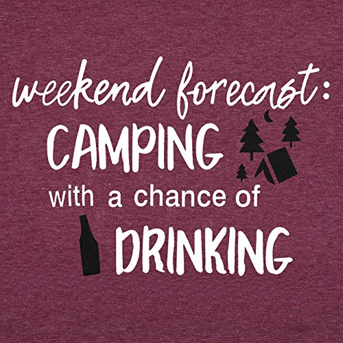 Weekend Forecast Camping Shirts Women Happy Camping Tshirt Funny Letter Graphic Print Tee Shirts V Neck Casual Top Blouse (As Shown,S)