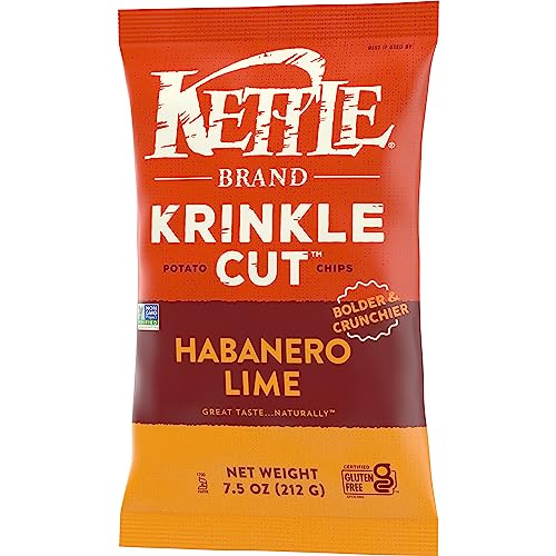 Kettle Brand Potato Chips Krinkle Cut Habanero Lime Kettle Chips, 7.5 Oz