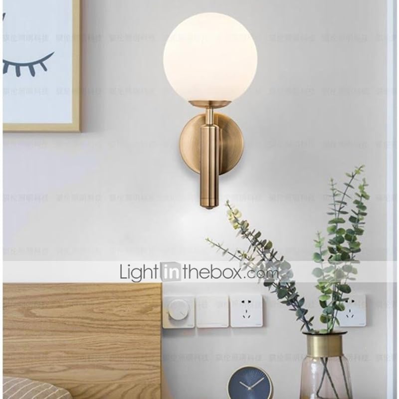 LightInTheBox Mid-Century Globe Wall Lamp Modern Glod Glass Wall Sconce Bathroom Wall Light Fixture for Bedroom Vanity Hallway Entrance