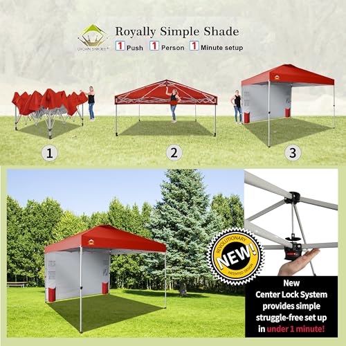CROWN SHADES Canopy Tent 10x10 Pop Up Canopy Outdoor Shade with Pockets Sidewall, Easy Up Sun Shelter with One Person Set Up Center Lock, Portable Instant Camping Beach Canopy Tents, Purple