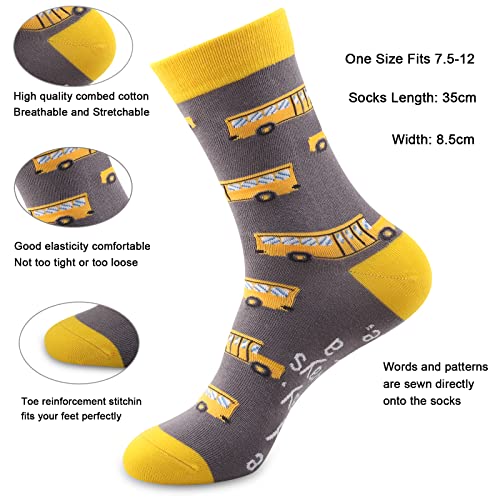 CMNIM School Bus Driver Appreciation Gifts 2 Pairs School Bus Driver Socks Thank You Gifts for School Bus Drivers Retirement Gifts (2 Pairs school bus socks)