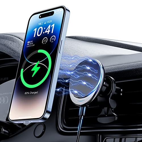 HOSEASON Magsafe Car Mount Charger [15W PRO Charging] Phone Wireless Car Charger Universal Vent Car Charger Fits iPhone16 Pro Max Plus Mini1514 13 12