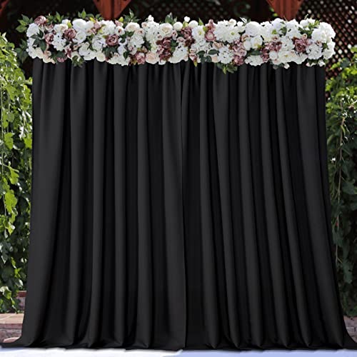 Joydeco Black Curtains 84 Inch Long for Bedroom Living Room, Semi Sheer Curtains Black Rod Pockets Drapes Backdrop for Photo Parties 2 Panels