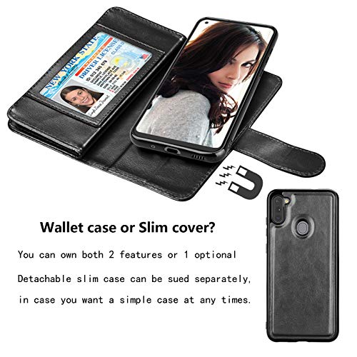 Njjex Galaxy A11 Case, for Samsung Galaxy A11 Wallet Case, [9 Card Slots] PU Leather ID Credit Holder Folio Flip [Detachable] Kickstand Magnetic Phone Cover & Lanyard for Samsung A11 2020 [Black]