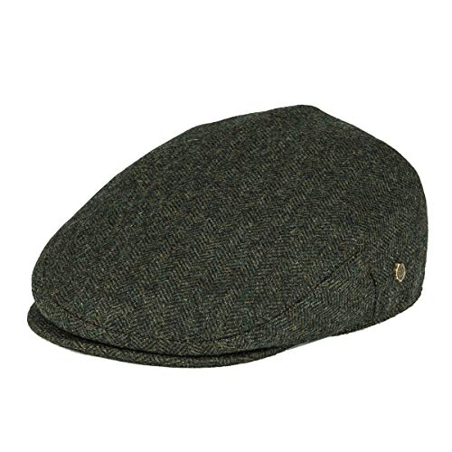 VOBOOM Men's Herringbone Flat Ivy Newsboy Hat Wool Blend Gatsby Cabbie Cap (Army Green, 7 1/8)