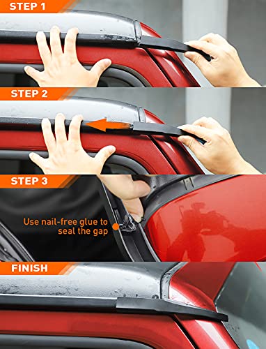 Savadicar Upgraded Version Rain Gutter Extensions, Roof Hardtop ABS Rain Groove Diverter, Rainwater Deflector Compatible with 2018-2024 Jeep Wrangler JL 4xe & Gladiator JT, Exterior Accessories, Black