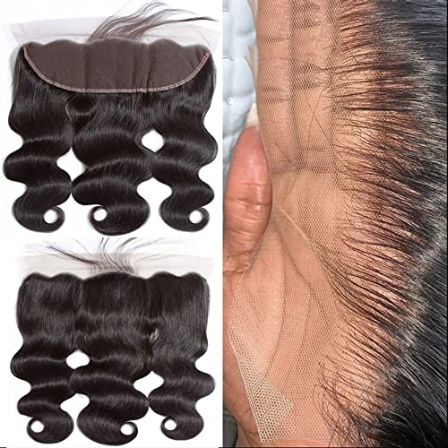 Afekisn Tasumla 12A Human Hair Bundles Body Wave 3 Bundles Human Hair 20 22 24 Inch 100% Unprocessed Brazilian Virgin Hair Bundles Deals Human Hair Weave Body Wave Human Hair Extensions Natural Color