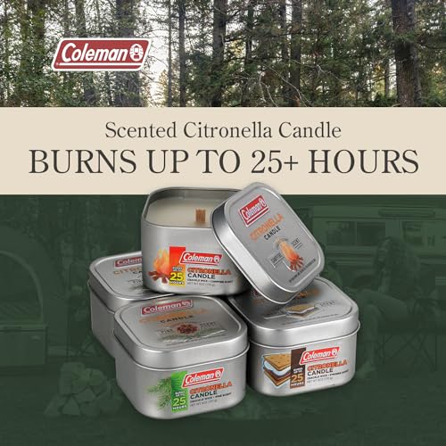 Coleman Scented Outdoor Citronella Candle with Wooden Crackle Wick, Pine Scent, 6 oz (Pack of 6)