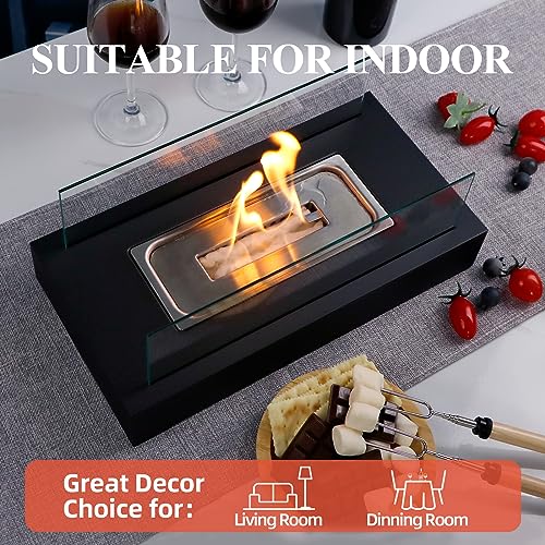 Tabletop Fire Pit with Smores Maker Kit Portable Indoor/Outdoor Mini Small Fireplace Bowl Table Top Decor Home Patio Balcony Backyard Gifts for Wedding Housewarming Birthday Present - 2 Pack