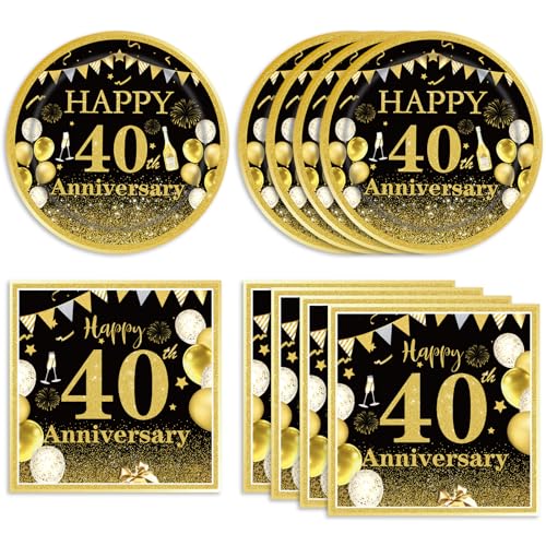 40 PCS40th Birthday Party Decorations 40th Birthday Party Tableware1984 Birthday Party Decorations Supplies Birthday Party Plates Napkins for Cheers to 40 Years Wedding Anniversary Party Supplies