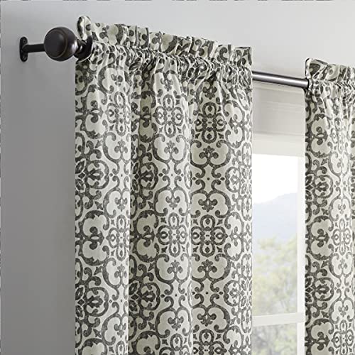 Pairs to Go Brockwell 56" x 63" Rod Pocket Double Panel Privacy Window Treatment Living Room, 28 in x 63 in, Charcoal, 2 Count