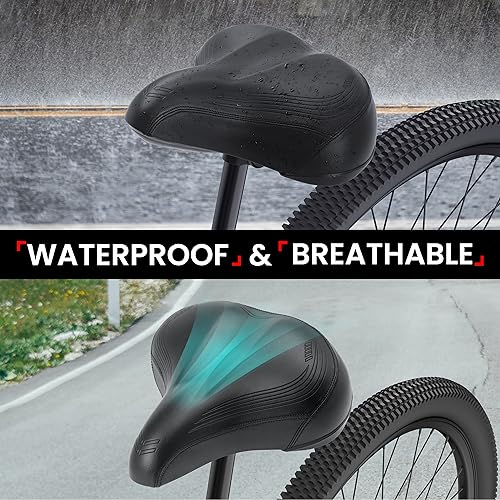 Wide Bike Seat Compatible with Peloton Bike & Bike+, Bike Seat Cushion for Men & Women Comfort, Bike Saddle Replacement, Oversized Bicycle Seat, Road & Exercise Bike Seat, Accessories for Most Bikes