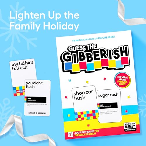 Guess The Gibberish Card Game for Families by Relatable - From The Creators of Incohereant, Christmas Games for Family Party, Funny Hanukkah Gifts for Kids 12+, Includes 400 Cards & Sand Timer