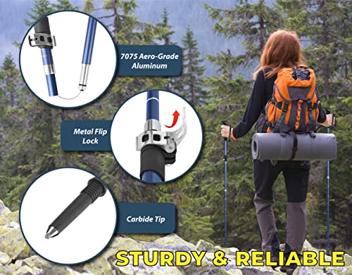 TREKOLOGY Trekking Poles for Hiking Poles Collapsible Lightweight Hiking Sticks Hiking Poles for Men Walking Sticks for Hiking Sticks for Women Walking Poles Hiking Poles for Women TREKZ SE Blue 2PC