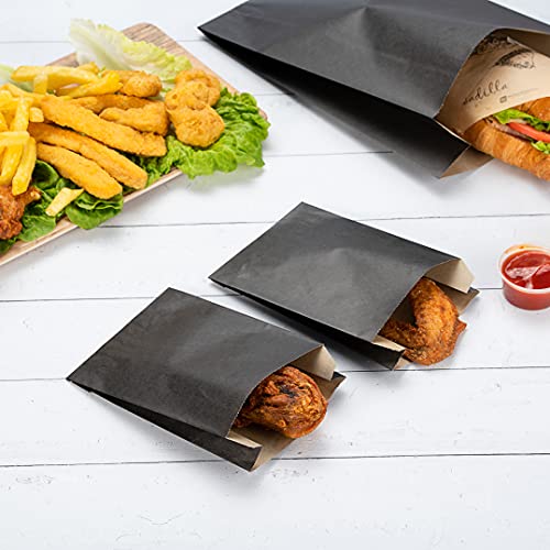 Restaurantware Bag Tek 5" x 3" x 8.75" Paper Bags For Snacks 100 Disposable French Fry Bags - Greaseproof For Popcorn Cookies Fries And More White Paper Kraft Snack Bags