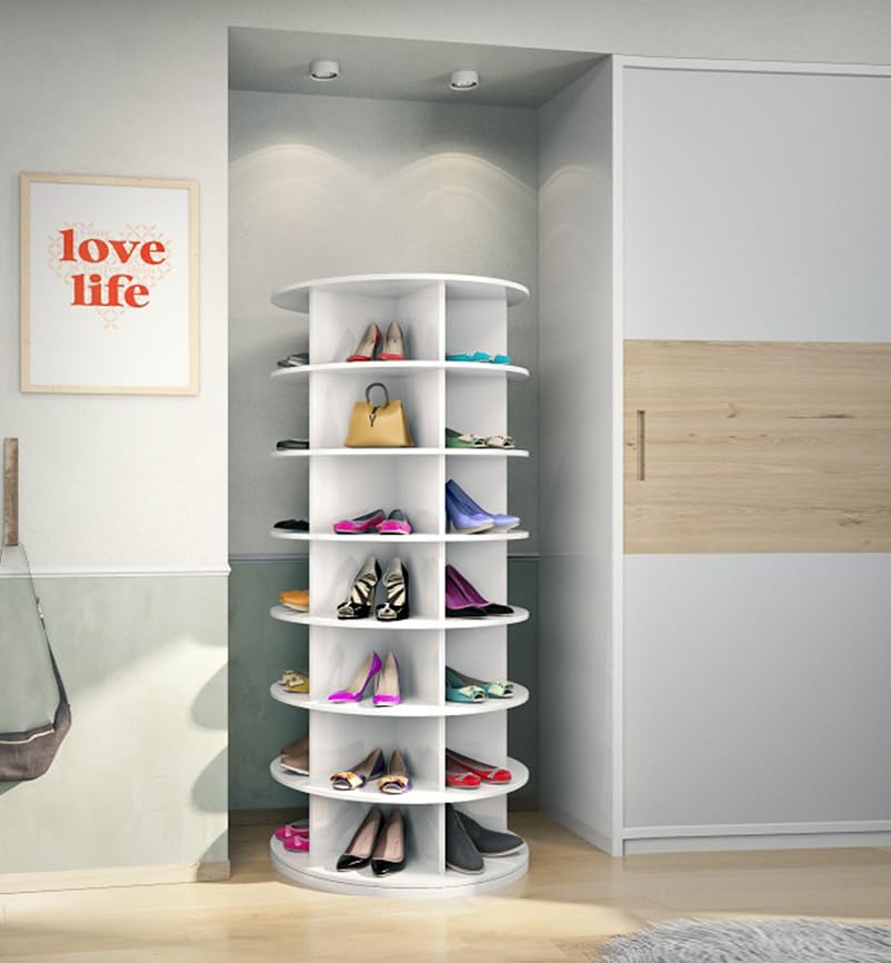 Weinstein storage Original Rotating Shoe Rack Tower, Original 7-Tier Hold Over 35 Pairs of Shoes, Spinning Shoe Display Lazy Susan, Revolving 360 Shoe Rack Tower, Rotate Shoes Closet Organization.