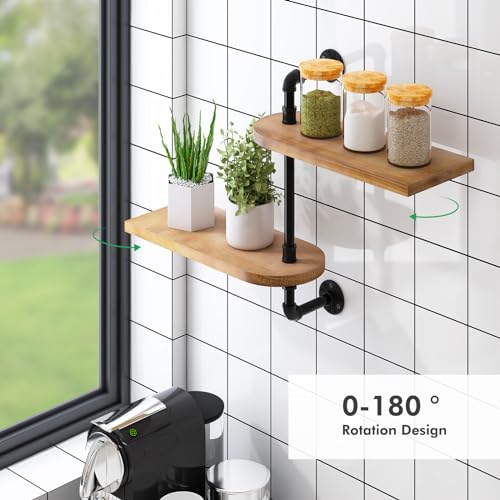 Window Rotating Plant Shelf - 2-Tier Wooden Indoor Plant Stand, 16 inches for Optimal Light Exposure, Wooden Window Shelf for Small Spaces - Ideal for Growing Herbs, Flower Pot Organizer and Storage