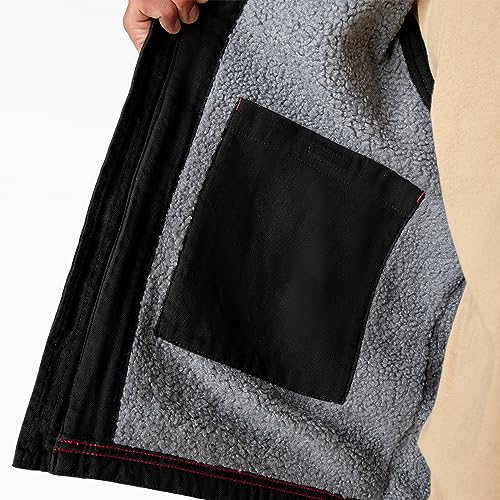 Dickies Men's Duck Canvas High Pile Fleece Lined Vest, Rinsed Black