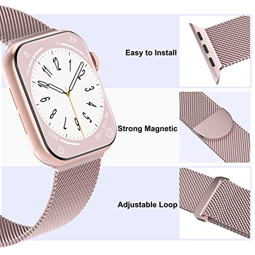 Steezrd 3 Pack Mesh Metal Bands Compatible with Apple Watch Band 38mm 40mm 41mm 42mm 44mm 45mm 49mm, Stainless Steel Magnetic Loop Strap for iWatch Ultra/2 Series 9/8/SE/7/6/5/4/3/2/1 Men Women