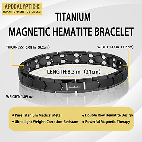 ®Magnetic Therapy Bracelets,Men's Titanium Magnetic Bracelets，Ultra Strength Magnetic Bracelets，Pure Titanium (Lightness),Eliminate Static Electricity (Black Bracelets)