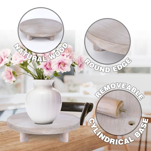 JKLIND 3PCS Wooden Display Riser for Display,Round Display Stand,Wood Riser Pedestal Stand for Home Decor and Organizer(Black,8/6/5'')