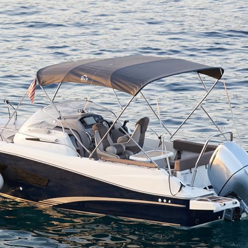 XGeek Bimini Top,3Bow/4Bow Bimini Tops Cover for Boats,Jon Boat Canopy,Ideal for Most Vessels with Rear Support Pole and Storage Boot
