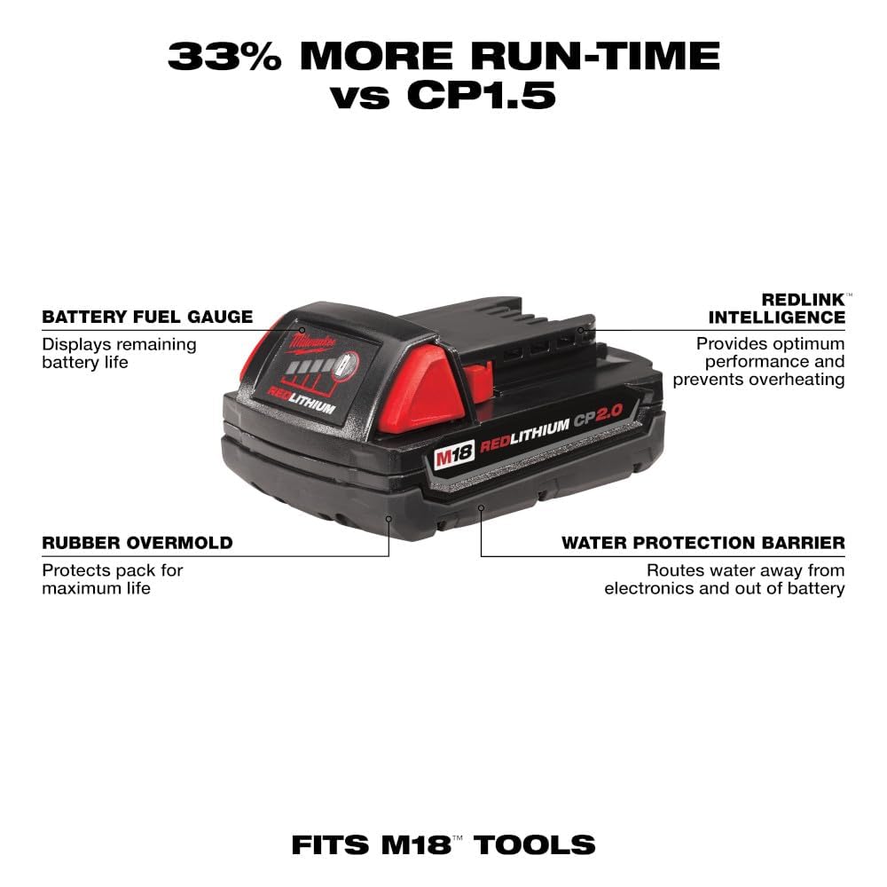 Milwaukee 48-11-1820 M18 18v REDLITHIUM 2.0 Compact Battery Pack