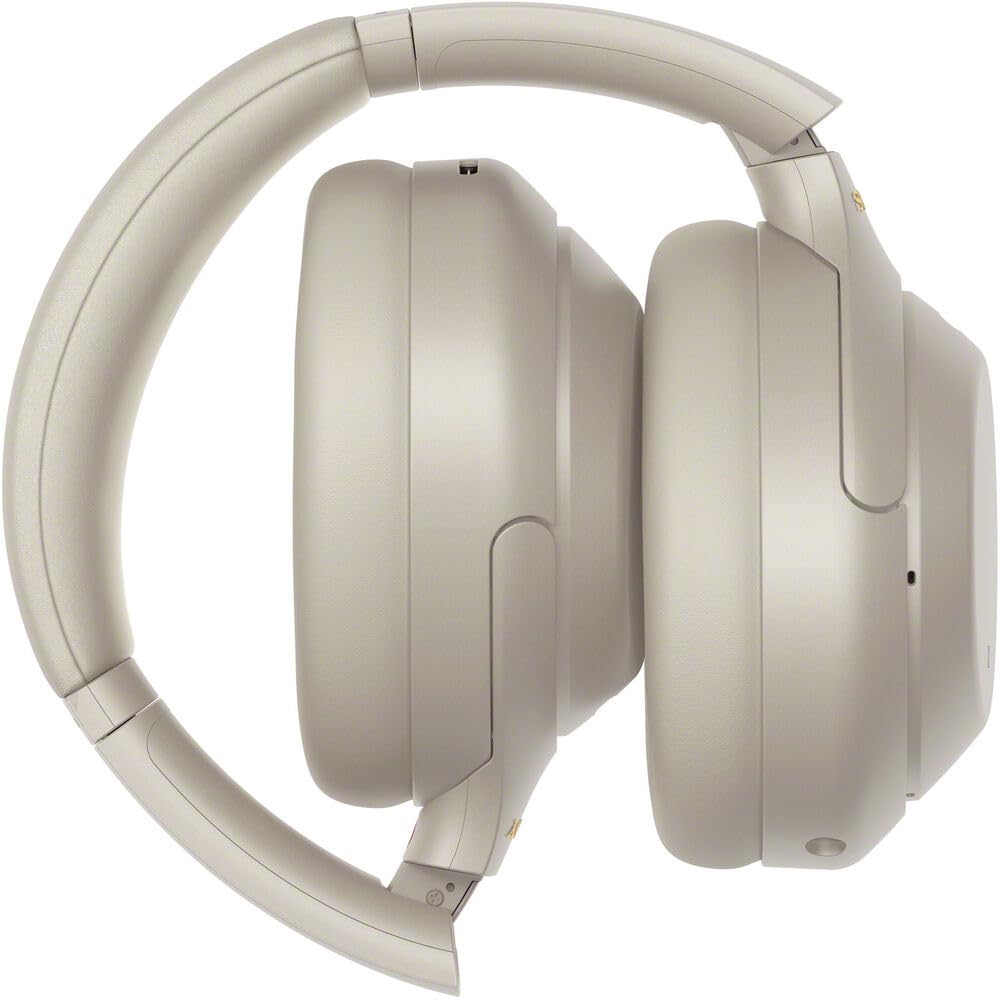 Sony WH-1000XM4 Wireless Noise-Canceling Over-Ear Headphones (Silver) with Mic for Phone-Call and Voice Control (WH1000XM4/S) + Headphone Stand + USB Adapter