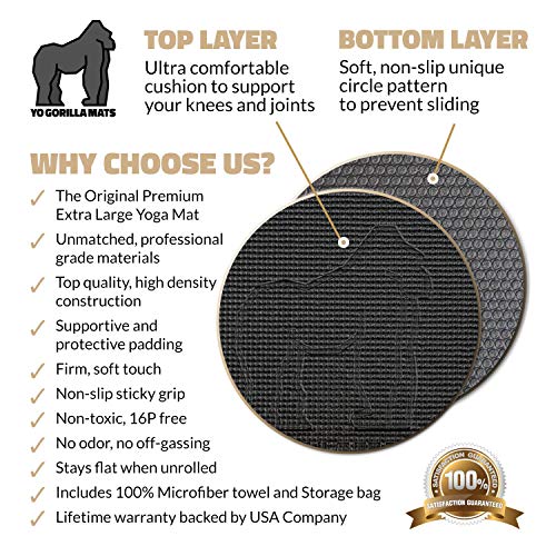 Gorilla Mats Premium Extra Large Yoga Mat – 15' x 6' x 8mm Extra Thick & Ultra Comfortable, Non-Slip Barefoot Exercise Mat – Works Great on Any Floor for Stretching, Cardio or Home Workouts