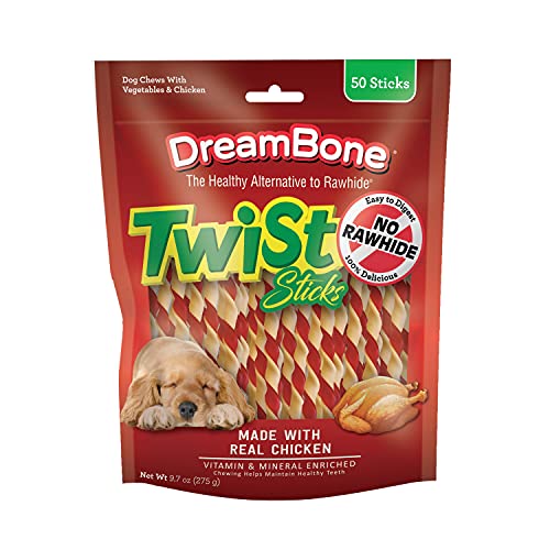 SmartBones Smart Twist Sticks, Rawhide Free Dog Chew Sticks, Made With Real Chicken, 50 Sticks (Pack of 1)