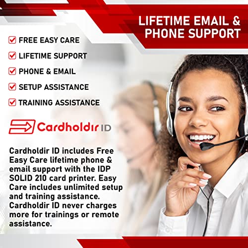 Cardholdir ID Easy Badges Solid 210 ID Badge Printer | with Beginner Software, & Everything Needed to Design and Print 200 ID Cards, | Single Sided Employee & Student ID Card Printer