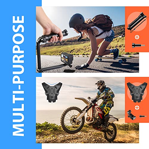 HONGDAK Action Camera Accessories Kit for GoPro Hero 12 11 10 9 Black, Waterproof Housing+Silicone Case+3Way Adjustable Arm+Head Chest Wrist Strap+Bike Mount+Suction Cup+Floating Grip Bundle Set 63in1