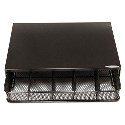 Safco Products Coffee and Sugar Organizer 3274BL Hospitality Tray, Home, Office, & Hotel, 1 Drawer, Black, 12"W x 11"D x 3 ¼"H