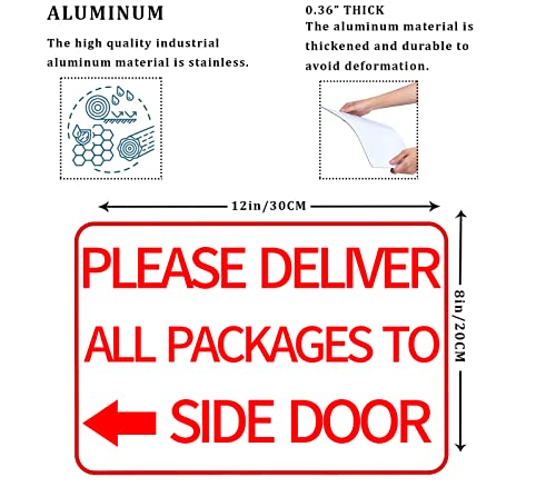 Please Deliver All Packages to Back Door Sign Right Arrow Delivery Sign Indoor Outdoor Signs for Home 8x12 Inch