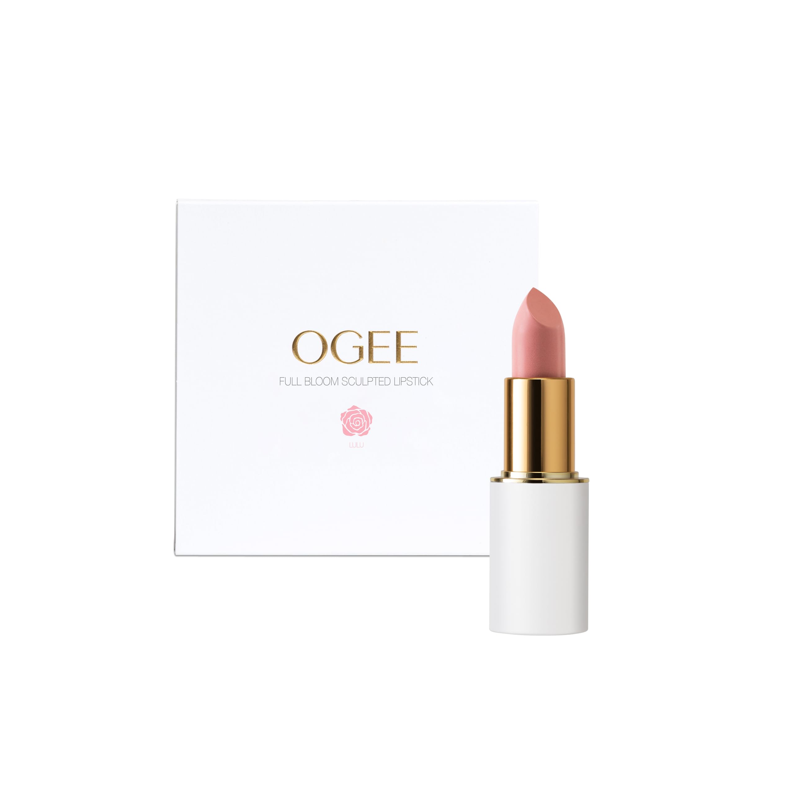 Ogee Full Bloom Sculpted Lipstick (Lulu - White Pink) - Long Lasting Organic Lipstick with Jojoba Oil & Micro Hyaluronic Acid - 70% Organic Ingredients & Made in USA