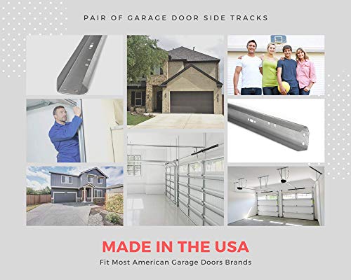 Garage Door Vertical Track Replacement – Set of Left and Right for 7 Foot Tall - Galvanized Steel Hardware Door Rails for Residential/Light Commercial Side Tracks for 2-inch Rollers