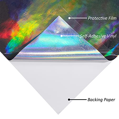 Holographic Laser Black Chrome Vinyl Sheet Car Wrap Film Self Adhesive Sticker 59.8'' x 7.8''