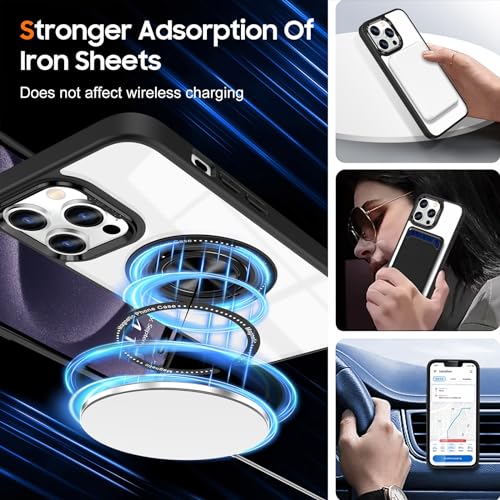 Urarssa Magnetic for iPhone 13 Pro Case with 360° Ring Holder Kickstand [Compatible with MagSafe][2Pcs Screen Protector] Clear Shockproof Drop Protection Phone Case Cover for iPhone 13 Pro, Blue