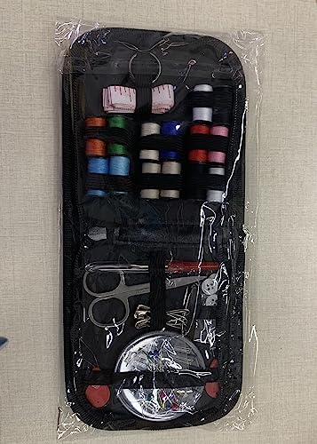 Coquimbo Sewing Kit Christmas Gifts for Grandma, Mom, Adults, Kids, Beginner, Traveler, Emergency, Portable Sewing Supplies Contains Soft Tape Measure, Scissors, Thread, Sewing Needle etc(Black, S)