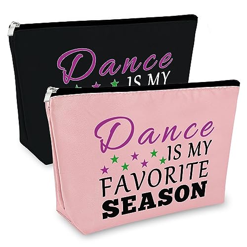 Dance Lover Gift Makeup Bag Dance Instructor Gift Dance Teacher Appreciation Gifts Cosmetic Bag Dance Graduation Gift Dancer Gift for Women 2PCS Travel Zipper Cosmetic Pouch Christmas Birthday Gifts