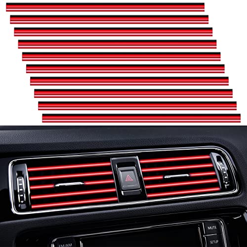 PYHLVCLF 20 Pieces Universal Car Air Conditioner Vent Trim Decoration Strip Accessories, Waterproof Flexible Shiny Auto Car Vent Interior Accessories for All Air Vent Outlet (A-Red - 20 Pieces)