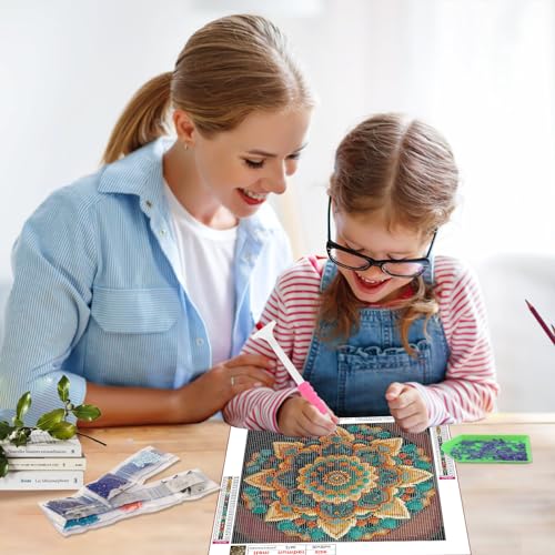 SENQAO Mandala Diamond Painting Kits for Adults, Mandala DIY 5D Diamond Art Kits for Kids Diamond Dots for Adults Clearance Full Drill Crystal Craft Kits for Home Wall Decor 11.8x11.8 inch