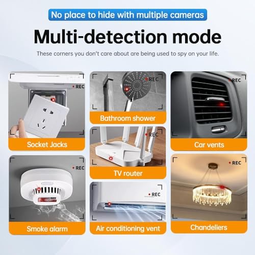 XO Hidden Camera Detectors for Travel,Anti-Spy Hidden Device Bug GPS Camera Detector Finder RF Wireless Signal Scanner for Airbnb Hotel Home Office,5 Levels Sensitivity 4 Modes,Safeguard Your Privacy