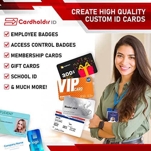 Cardholdir ID Easy Badges Solid 210 ID Badge Printer | with Beginner Software, & Everything Needed to Design and Print 200 ID Cards, | Single Sided Employee & Student ID Card Printer