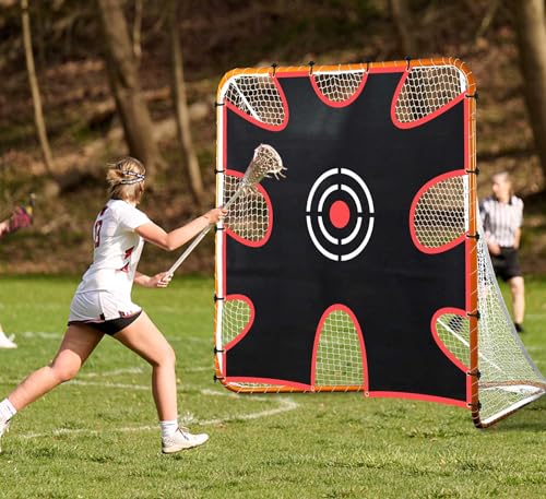 Doubleriver Lacrosse Goal Target Lacrosse Target for Goal 6x6FT Lacrosse Goal Shooting Target with 9-Pocket Practice Accuracy Circle