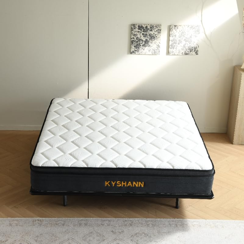 KYSHANN 10 Inch Full Size,Medium Soft Memory Foam Spring Hybrid Mattress in A Box,Motion Isolation,Cool Sleep,Pressure Relief,Easy Shipping Compressed Mattress,365 Night Trial,Forever Warranty